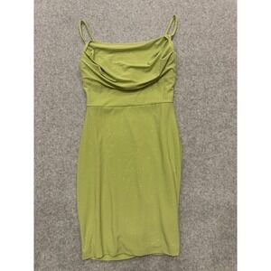 Y2K Vintage Windsor Green Glitter Cowl Neck Bodycon Mini Dress Small Homecoming